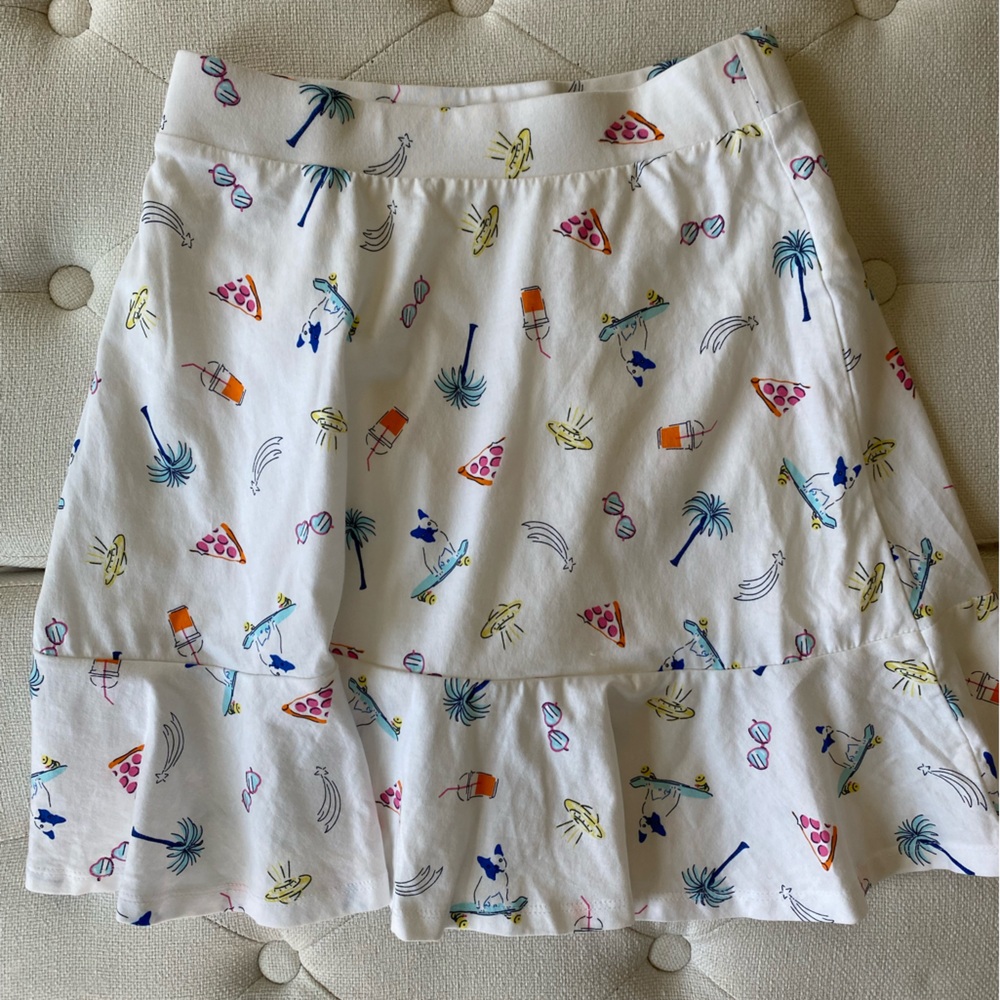 Lands' End White Skirt with Vibrant Print
